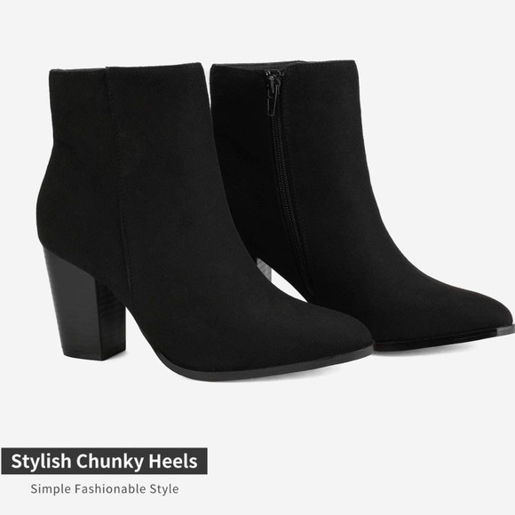 NWT Wool + Pepper Co. Black Suede Heeled Ankle Booties - Picture 2 of 8